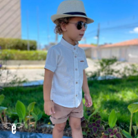 Camisa Manga Curta Gola Padre Linho - ENGO-CMC0P01