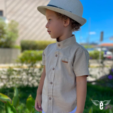 Camisa Manga Curta Gola Padre Linho - ENGO-CMC0P03