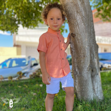 Camisa Manga Curta Gola Padre Linho - ENGO-CMC0P04